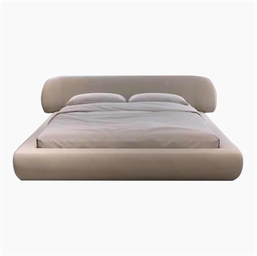 棉麻布艺怀抱床现代简约奶油风设计师双人主卧婚床大平层新款大床